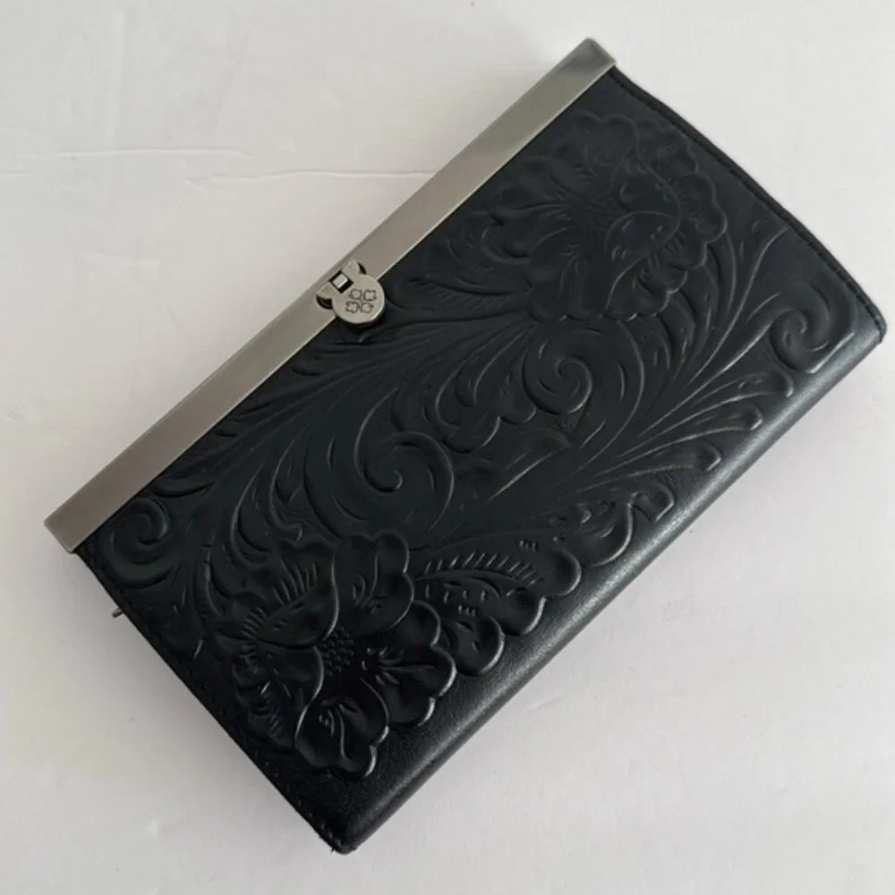 Patricia Nash Cauchy Tooled Framed RFID Wallet Black